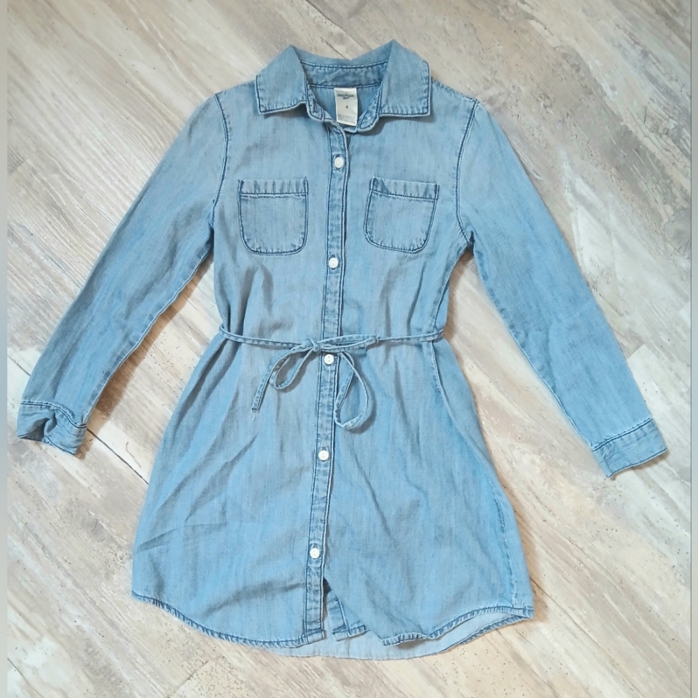 OshKosh B'gosh Light Blue Denim Shirt Dress Size 4